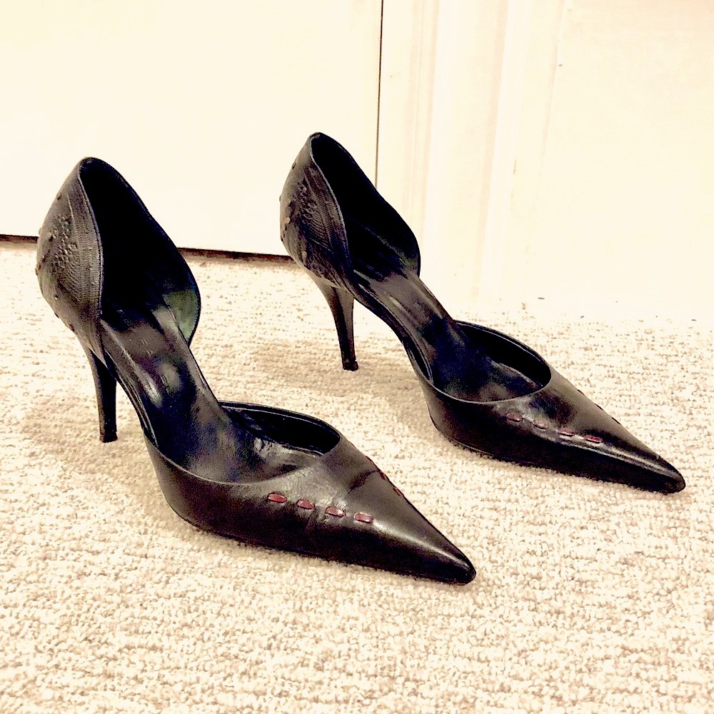 Barbara Bui pointy heels with bronze detail